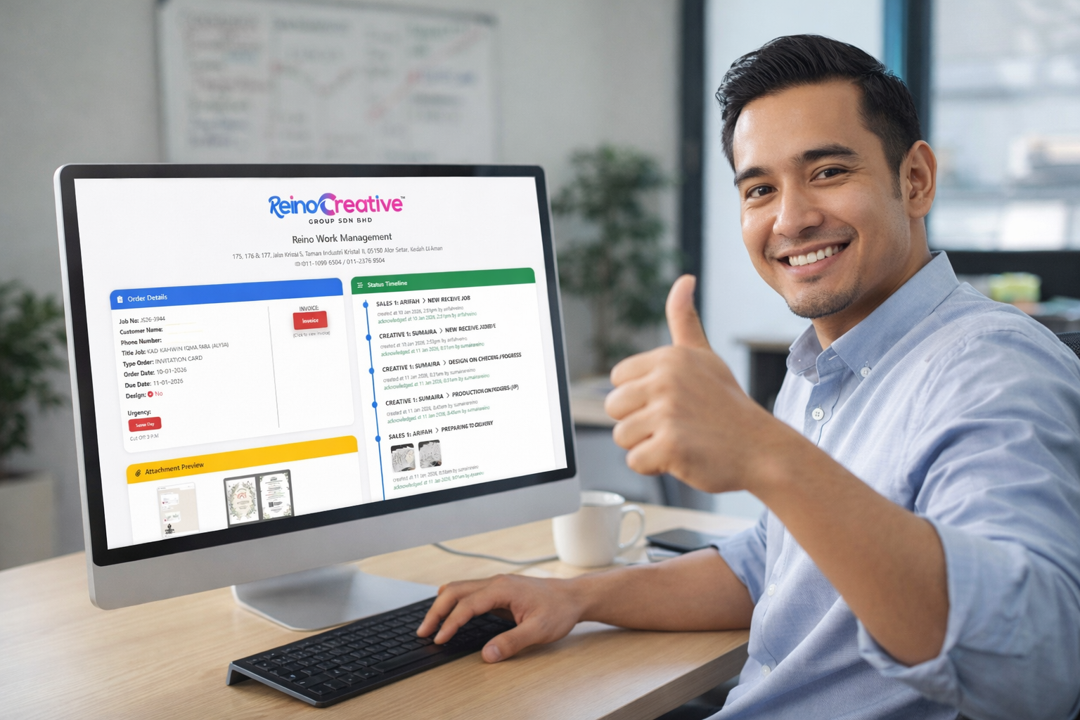 Job Tracking REINO.MY - Track Status Kerja Secara Realtime