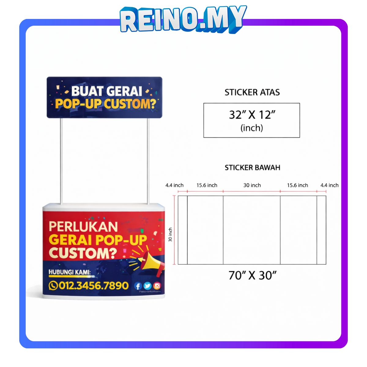 Sticker Atas (32" X 12") Sticker Bawah (30" X 70")